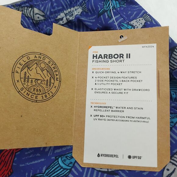 Field & Stream Board Shorts Mens 2XL Blue Fish Print Harbor II Fishing Outdoor - Picture 8 of 12